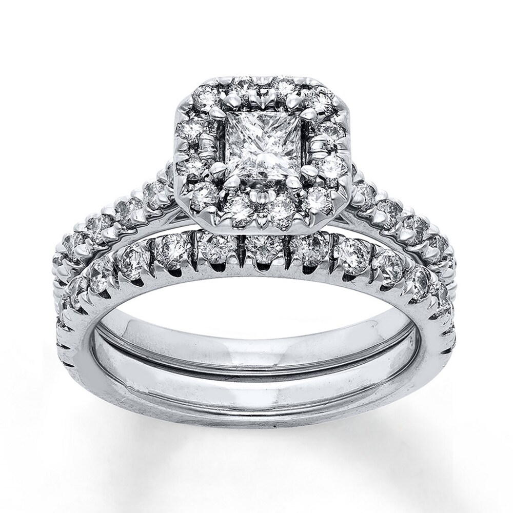 Diamond Bridal Set 5/8 ct tw Princess-cut 14K White Gold ZSbUARGX