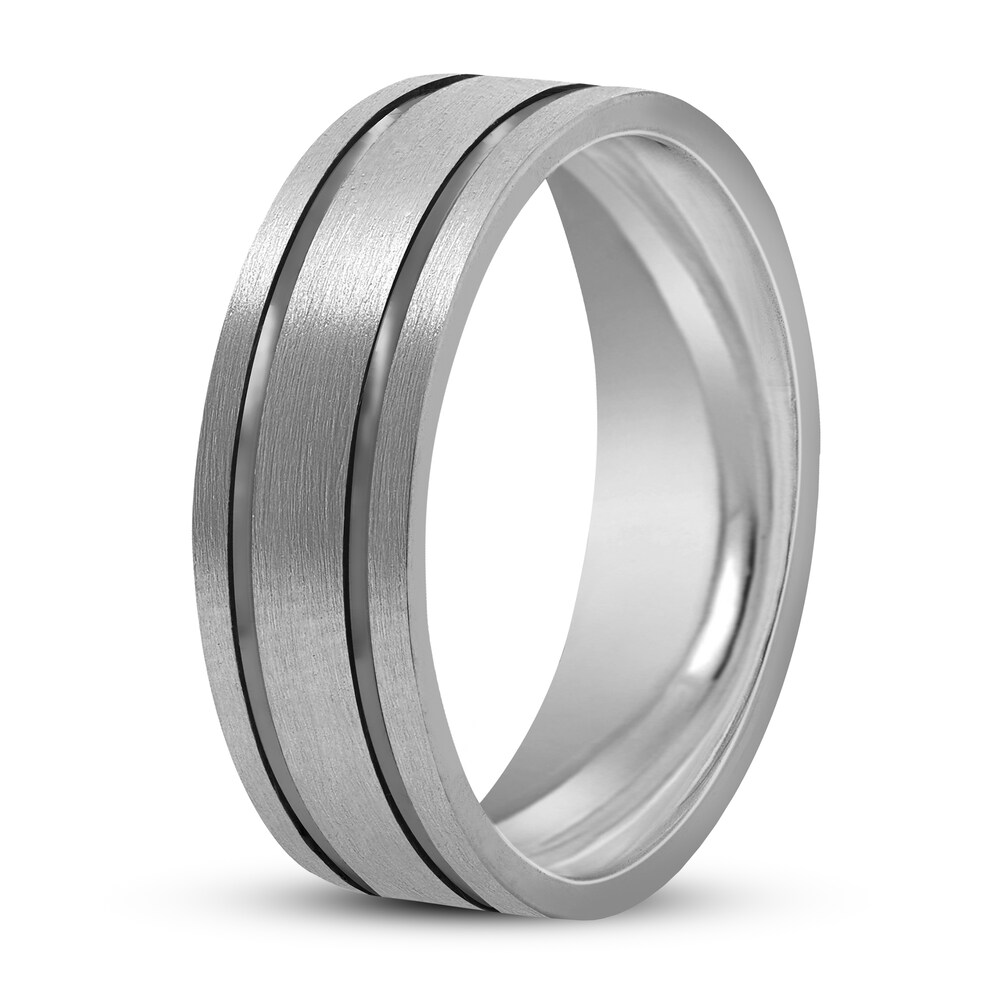 Men\'s Matte Wedding Band 14K White Gold 8mm ZXZ4dH4A