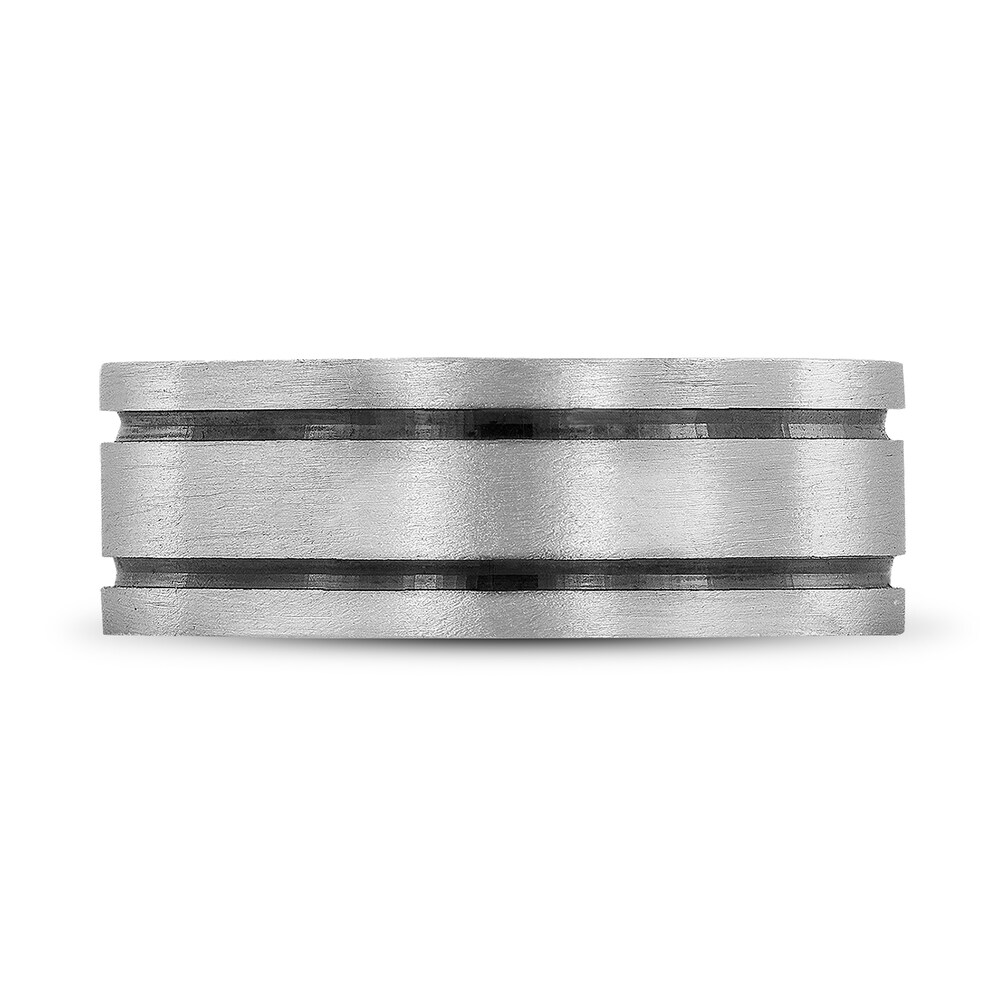 Men\'s Matte Wedding Band 14K White Gold 8mm ZXZ4dH4A