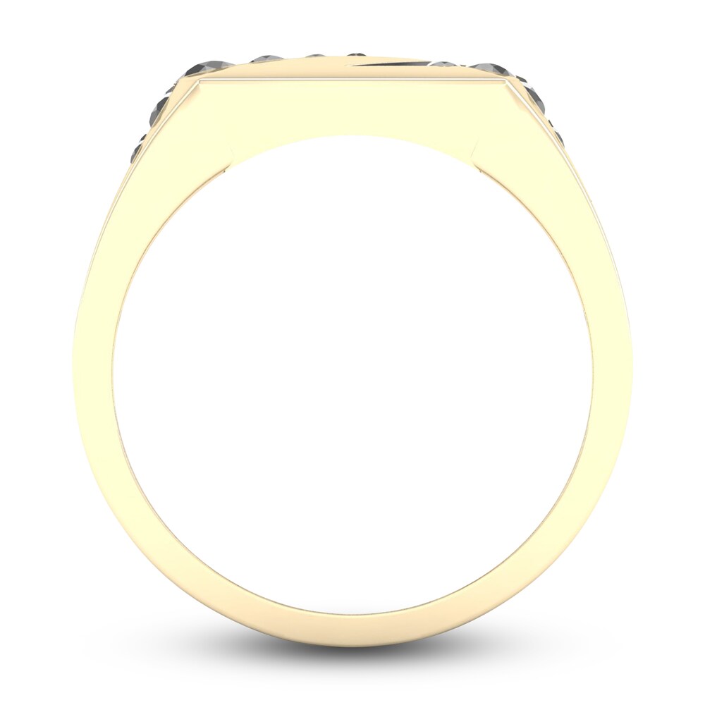 Men\'s Black Diamond Ring 1/3 ct tw Round 10K Yellow Gold ZXheII40