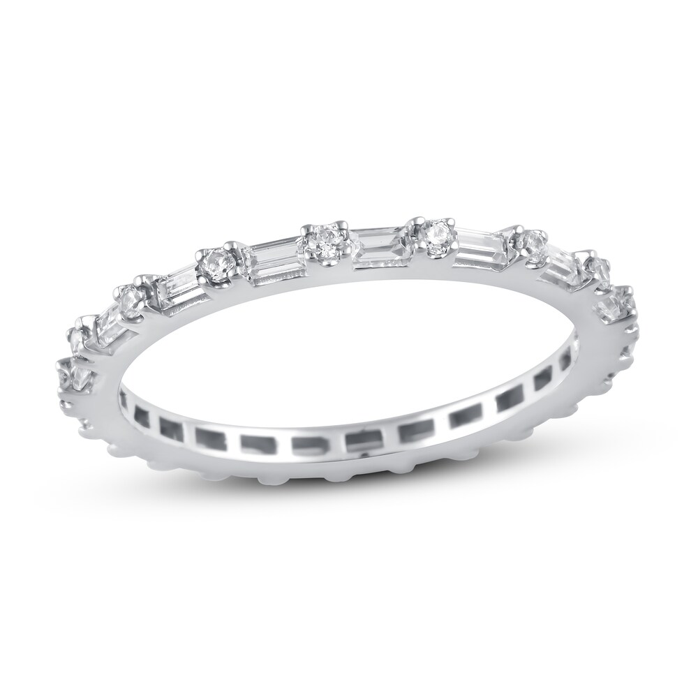 Diamond Eternity Band 5/8 ct tw Round/Baguette 14K White Gold Za1MHVD1