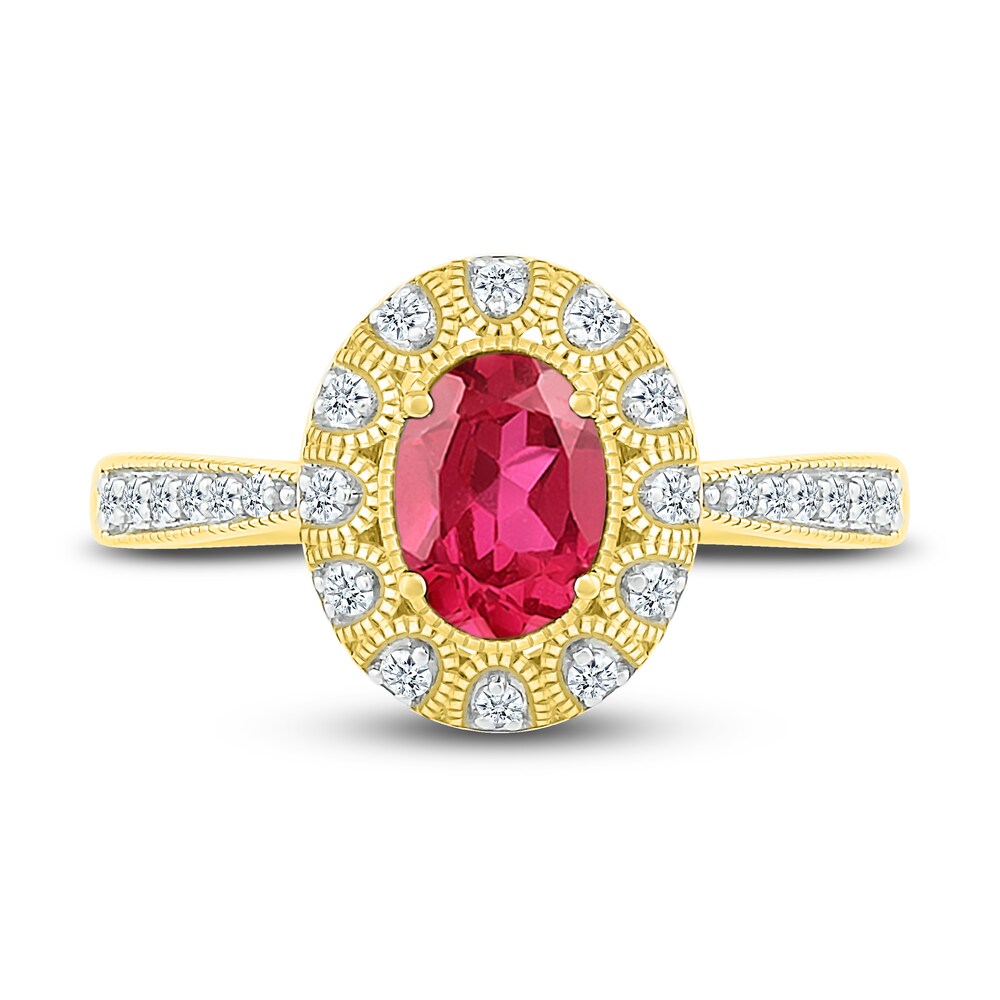 Lab-Created Ruby & Lab-Created Sapphire Ring 10K Yellow Gold Zew0aAro