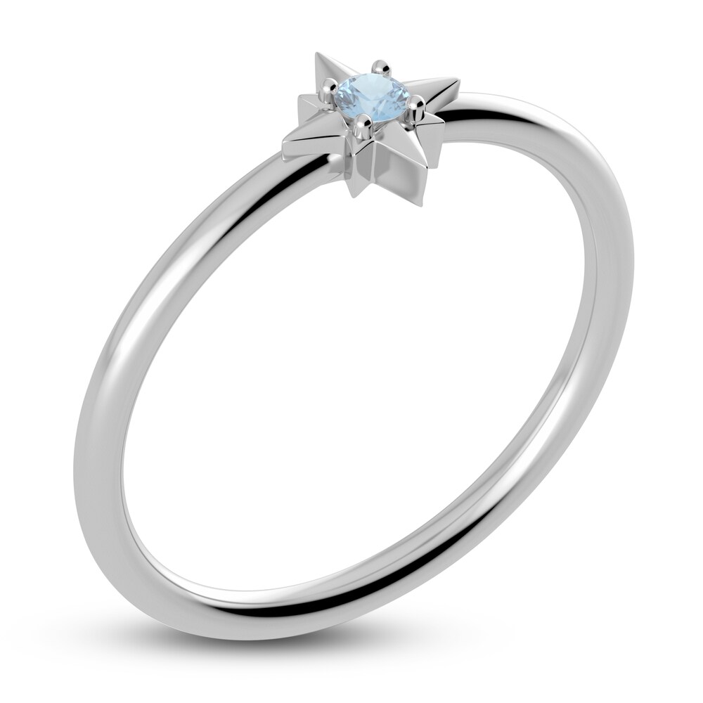 Juliette Maison Natural Aquamarine Starburst Ring 10K White Gold ZladS95I