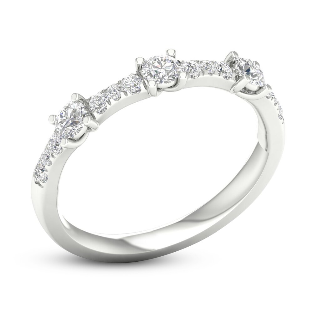 Diamond 3-Stone Ring 1/2 ct tw Round 10K White Gold ZnRYdyUw