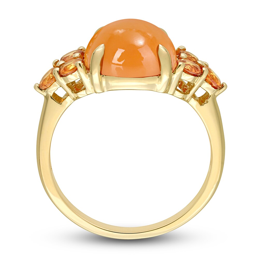 Natural Orange Moonstone & Natural Orange Sapphire Ring 14K Yellow Gold Zsnb5Qxx