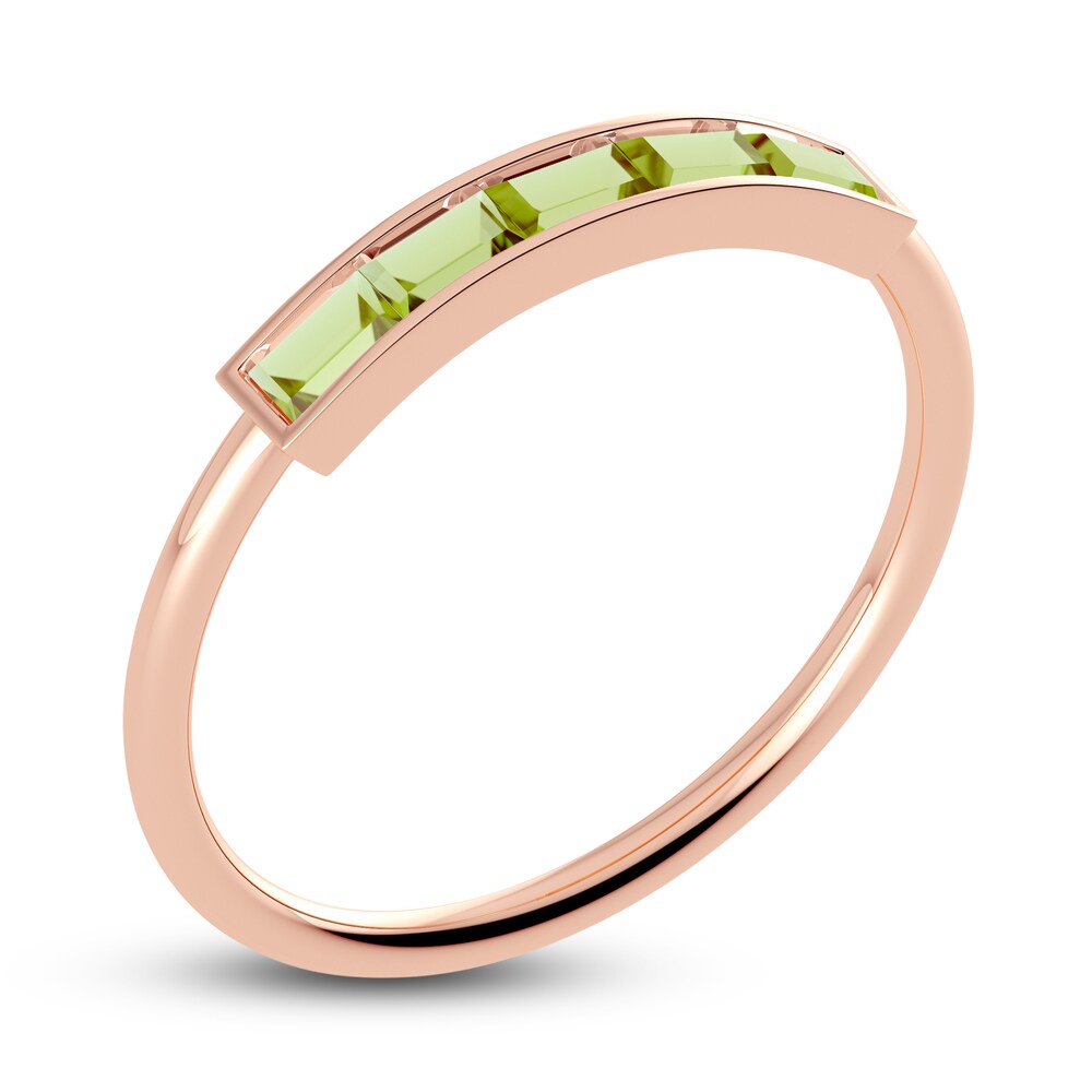 Juliette Maison Natural Peridot Baguette Bar Ring 10K Rose Gold ZtARS9iE