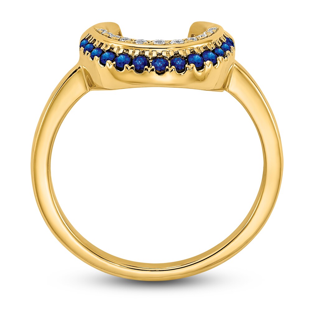 Natural Blue Sapphire Ring 1/20 ct tw Diamonds 14K Yellow Gold ZuqyUTOw