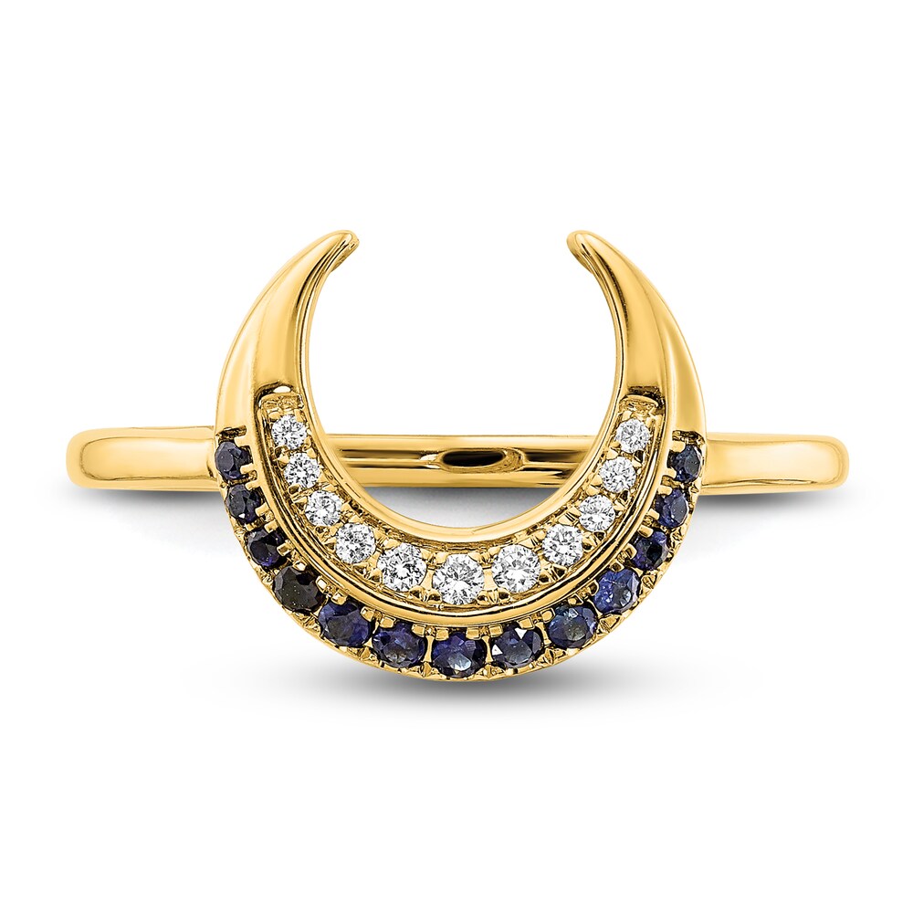 Natural Blue Sapphire Ring 1/20 ct tw Diamonds 14K Yellow Gold ZuqyUTOw