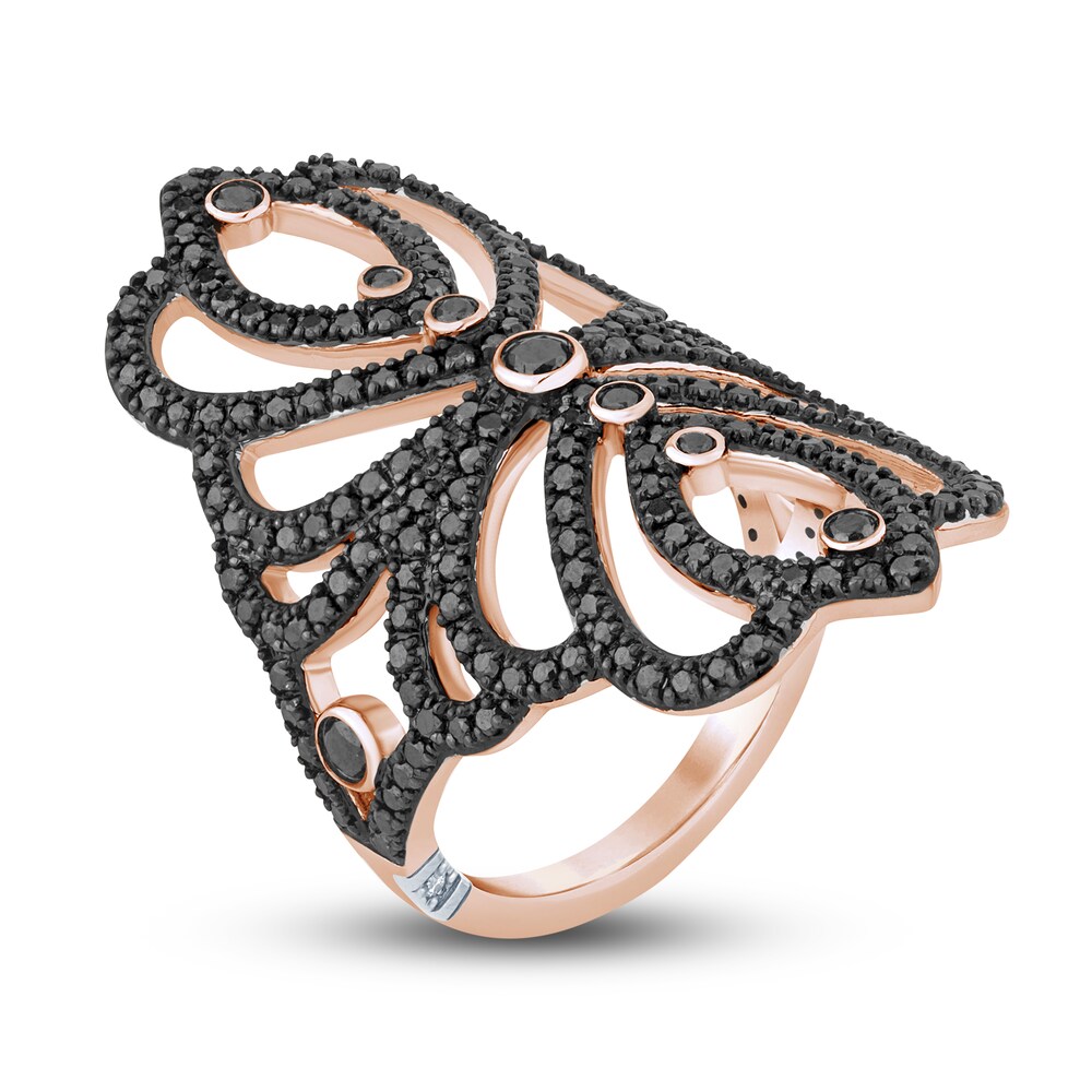 Pnina Tornai Black Diamond Ring 1-1/3 ct tw Round 10K Rose Gold a2gwTby6