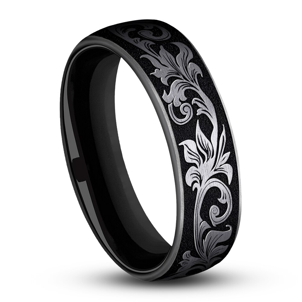 Scroll Wedding Band Black Titanium 6.5mm a5GzKPIN