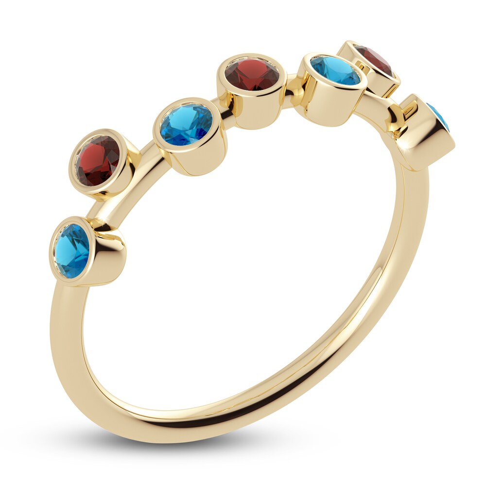 Juliette Maison Natural Garnet & Natural Blue Zircon Ring 10K Yellow Gold aExK1O14