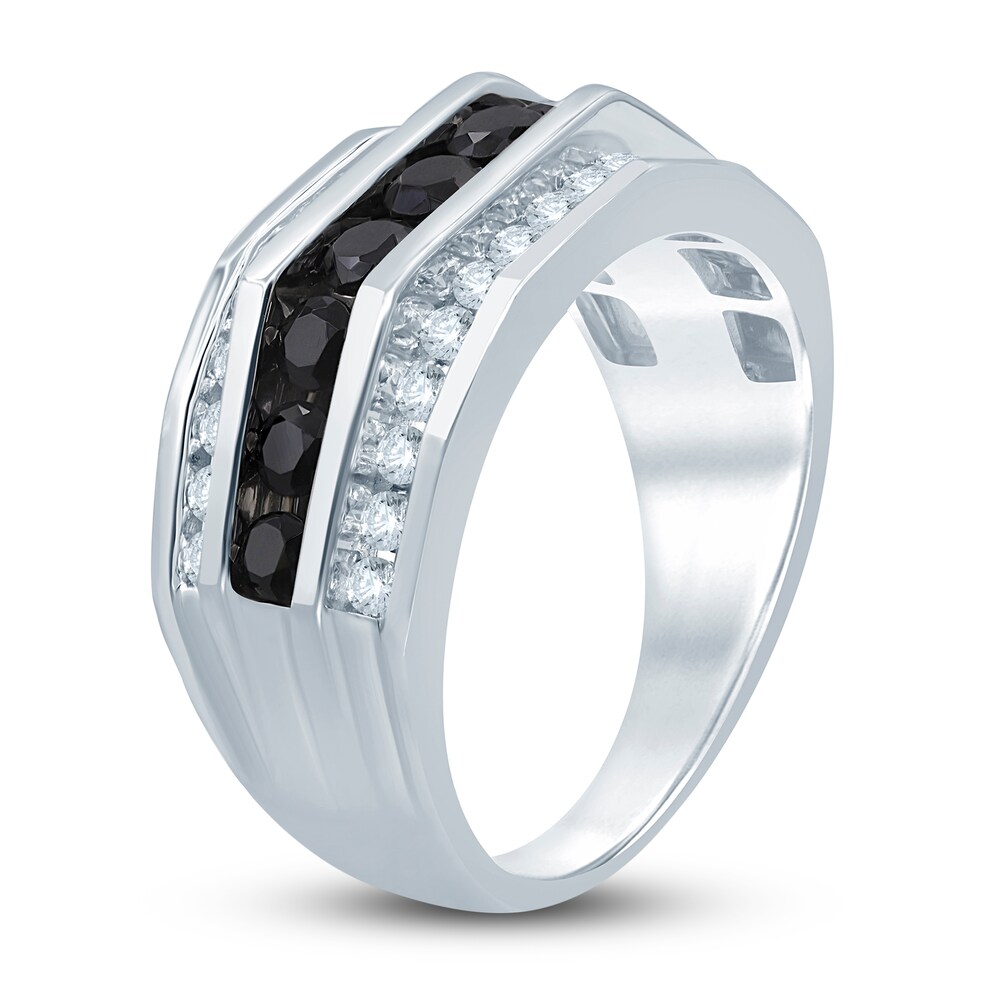 Men\'s Black & White Diamond Anniversary Ring 2 ct tw Round 10K White Gold aJFJFvmv