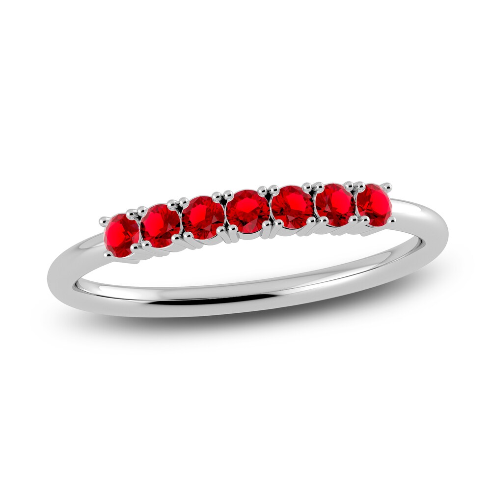 Juliette Maison Natural Ruby Half Eternity Ring 10K White Gold aMwlYzJy