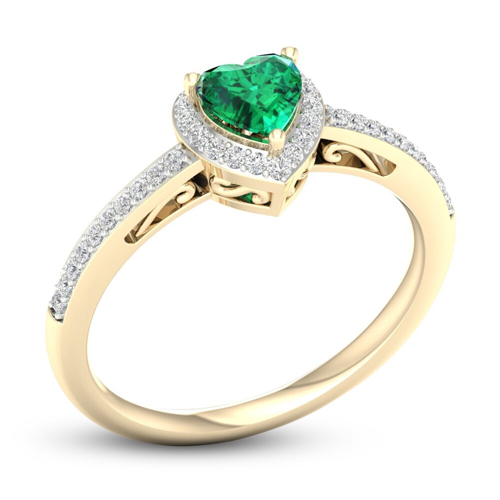 Natural Emerald Ring 1/8 ct tw Diamonds 14K Yellow Gold aQn6CdVi