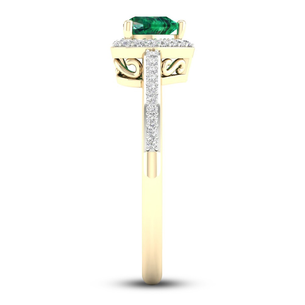 Natural Emerald Ring 1/8 ct tw Diamonds 14K Yellow Gold aQn6CdVi