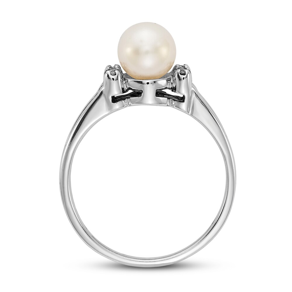 Cultured Freshwater Pearl Ring Diamond Accents 14K White Gold aY9VLg9j