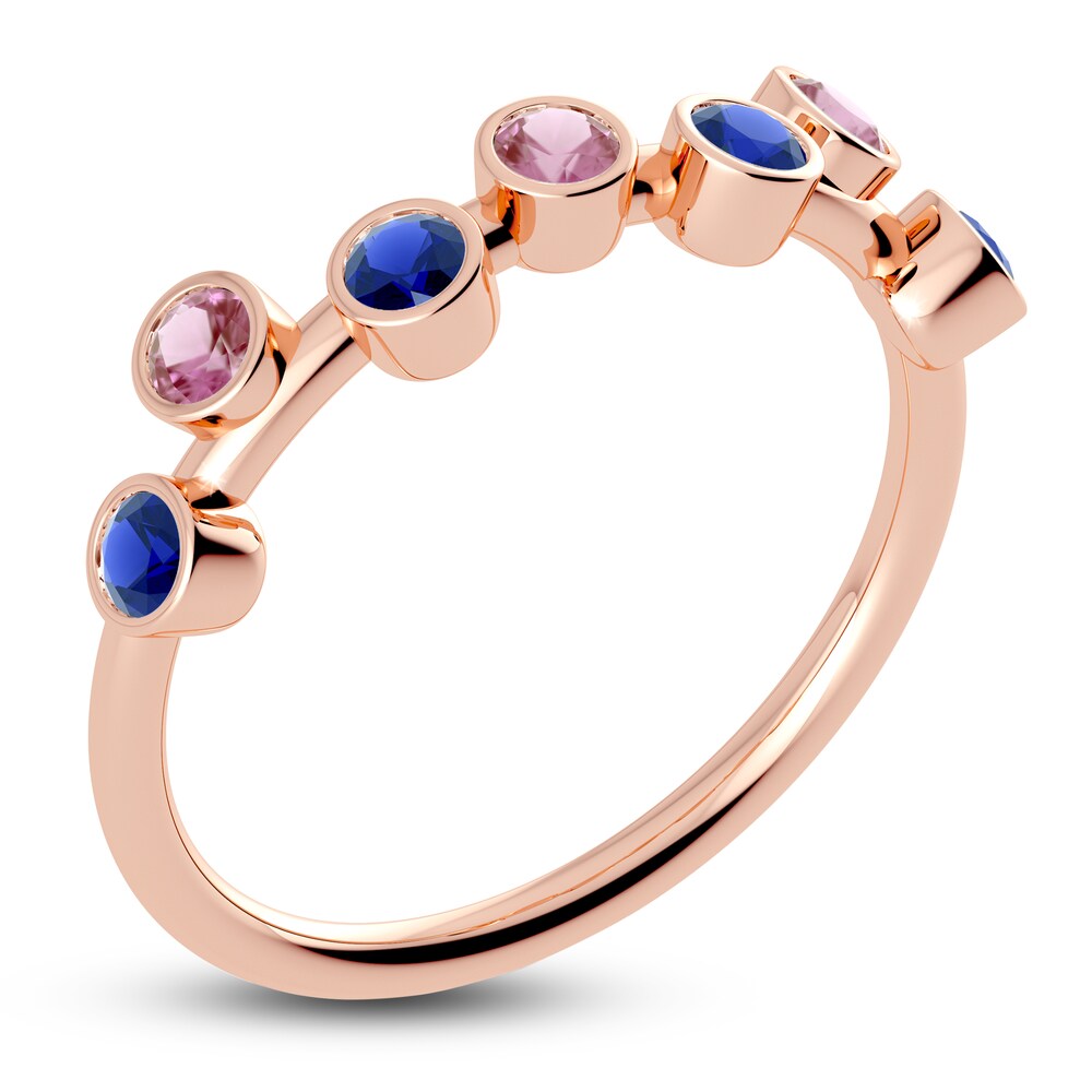 Juliette Maison Natural Blue Sapphire & Natural Pink Tourmaline Ring 10K Rose Gold aaMeoyaY