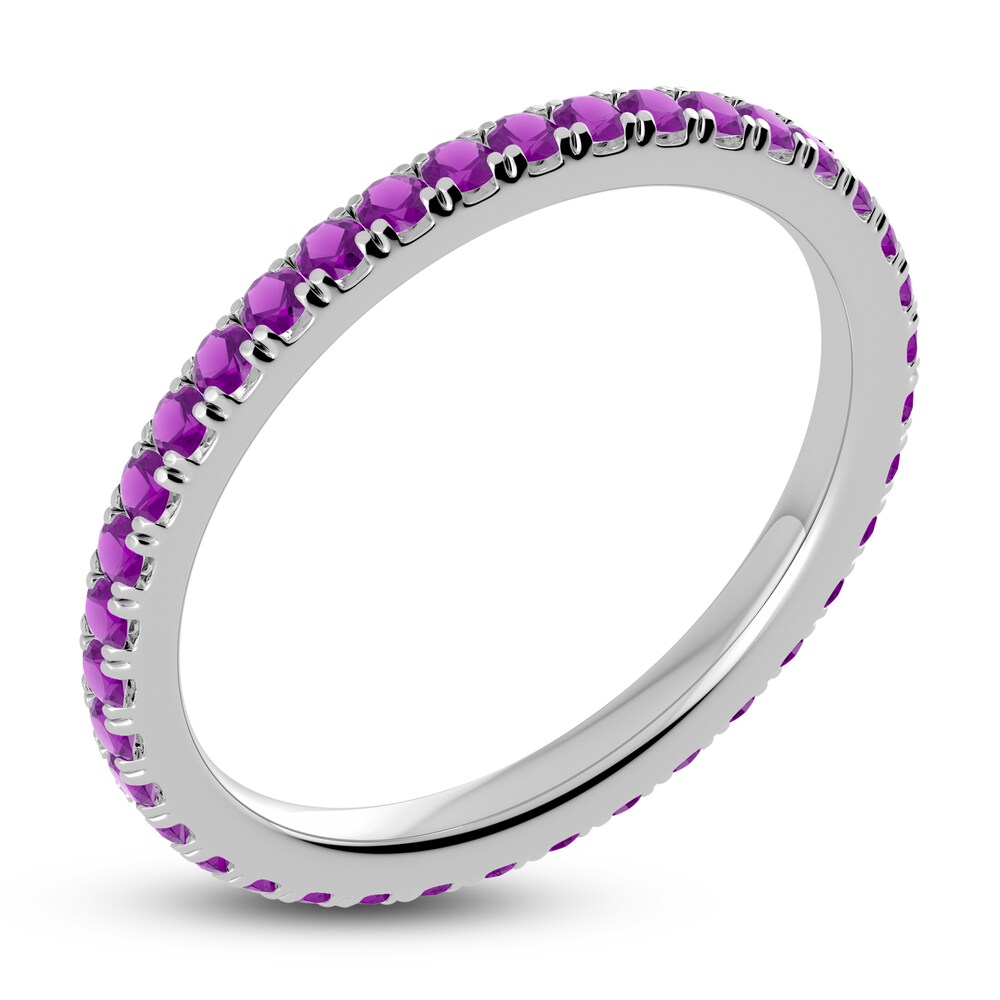 Juliette Maison Natural Amethyst Eternity Ring 10K White Gold abMmGtzZ