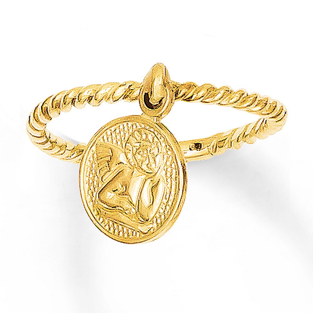 Dangle Ring Angel Charm 14K Yellow Gold ac4CDFYb [ac4CDFYb]