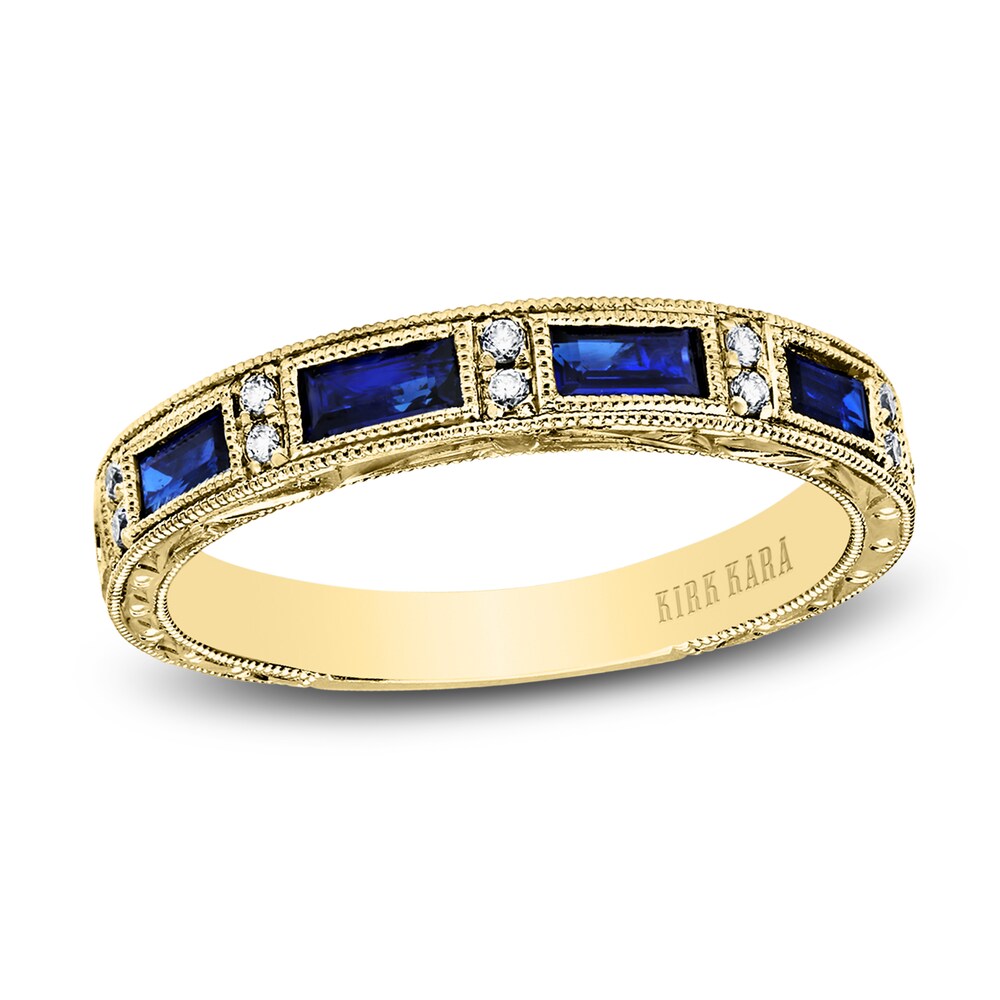 Kirk Kara Natural Blue Sapphire Anniversary Band 1/20 ct tw Diamonds 14K Yellow Gold ad1K8yCC