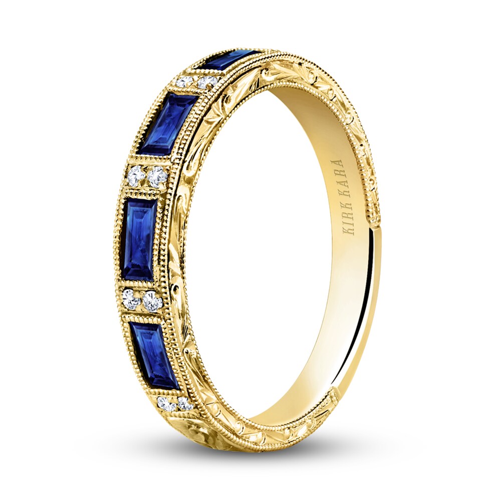 Kirk Kara Natural Blue Sapphire Anniversary Band 1/20 ct tw Diamonds 14K Yellow Gold ad1K8yCC