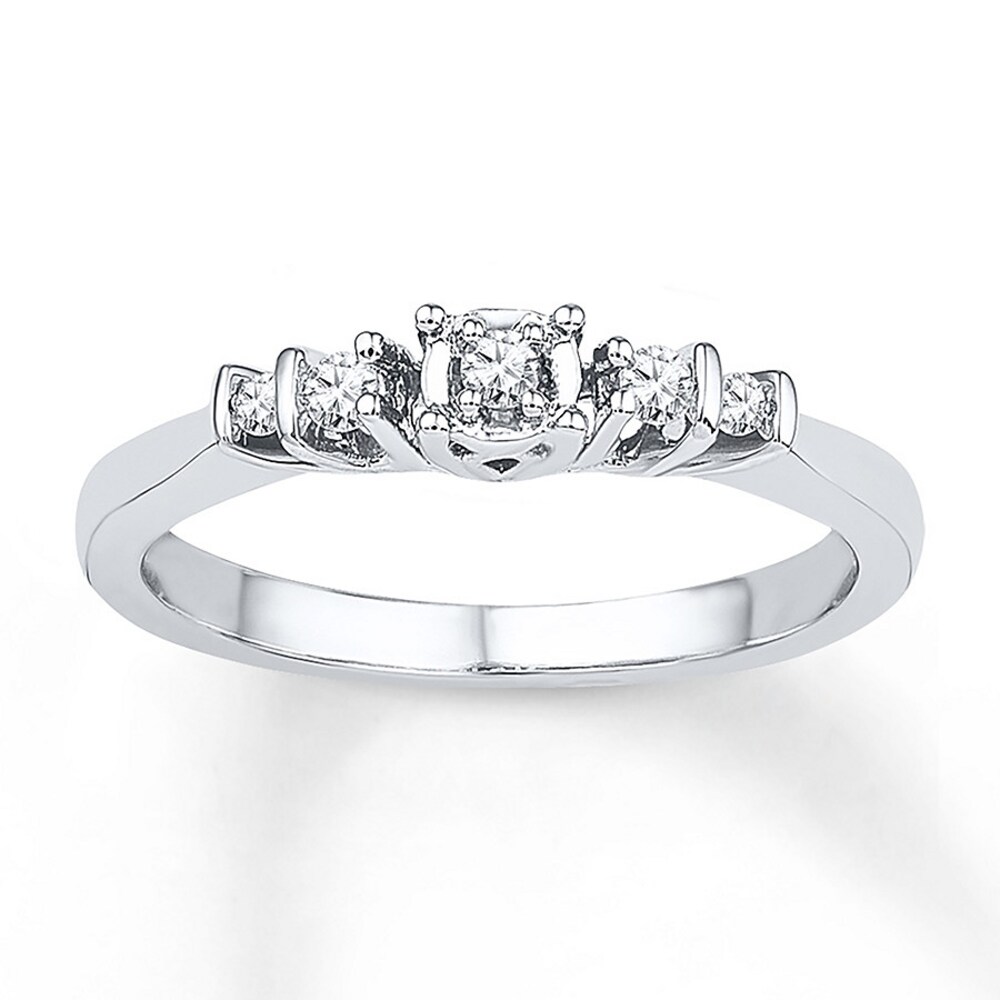 Diamond Promise Ring 1/8 ct tw Round-cut 10K White Gold amC6zO4m [amC6zO4m]