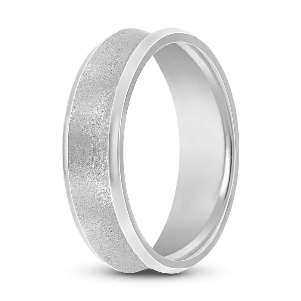 Concave Wedding Band 14K White Gold 6mm aoOrYD33