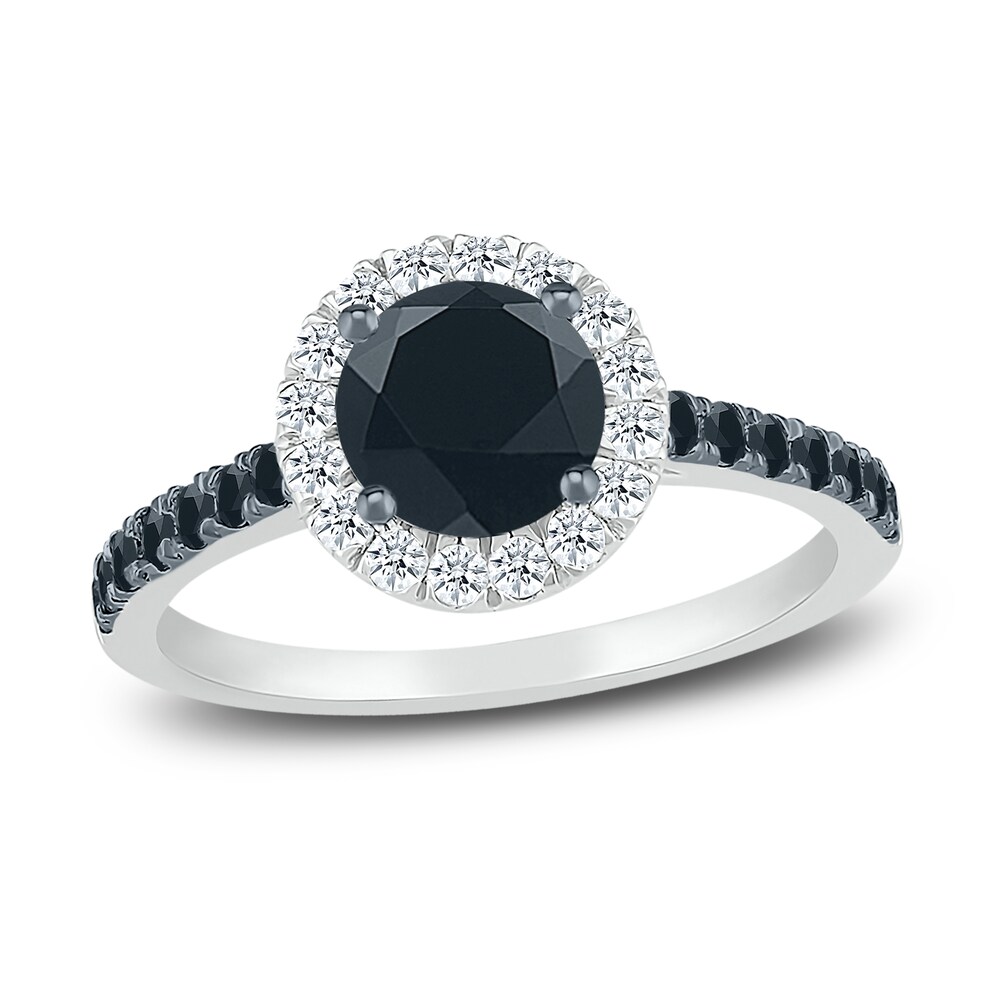 Black & White Diamond Ring 1-1/2 ct tw Round 10K White Gold azYQMFdQ