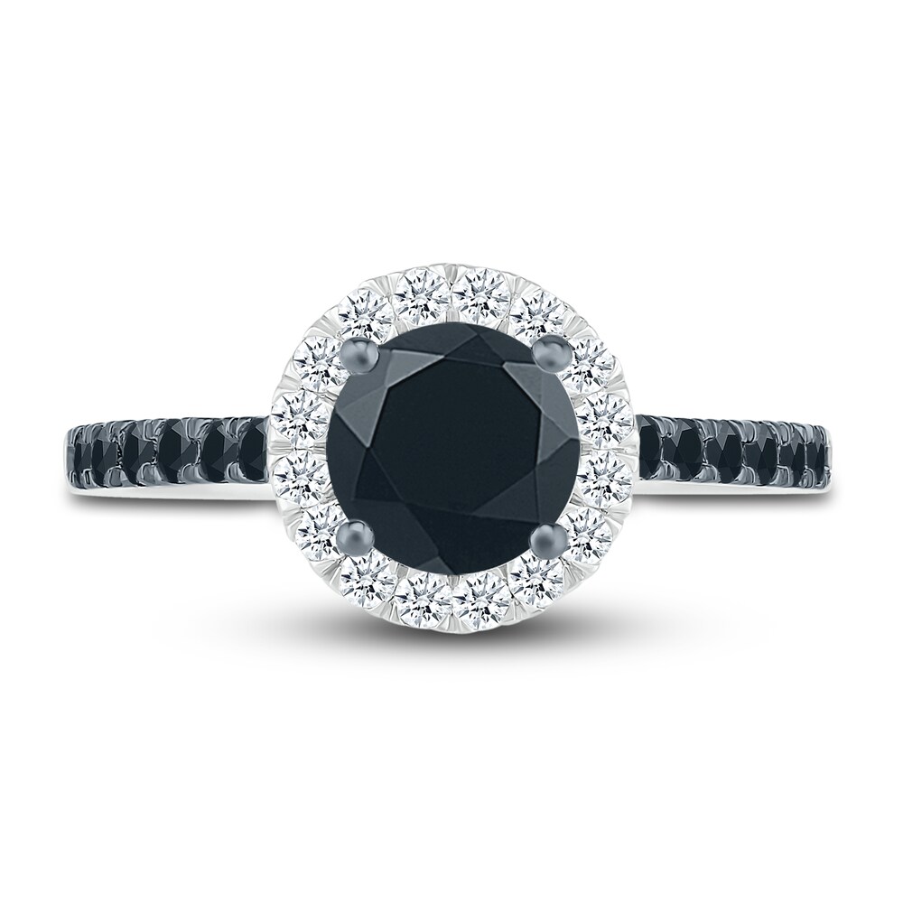 Black & White Diamond Ring 1-1/2 ct tw Round 10K White Gold azYQMFdQ