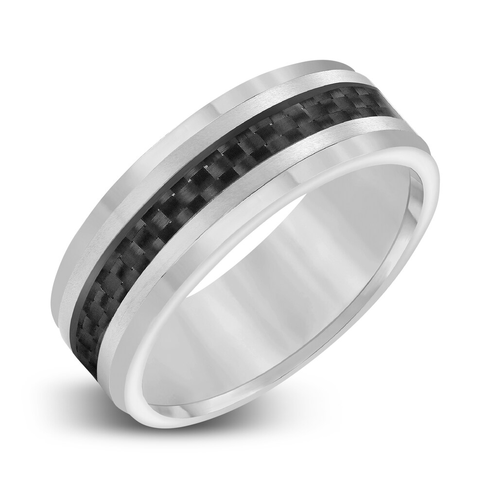 Men\'s Wedding Band Carbon Fiber/Tungsten 8.0mm b1VegV2T