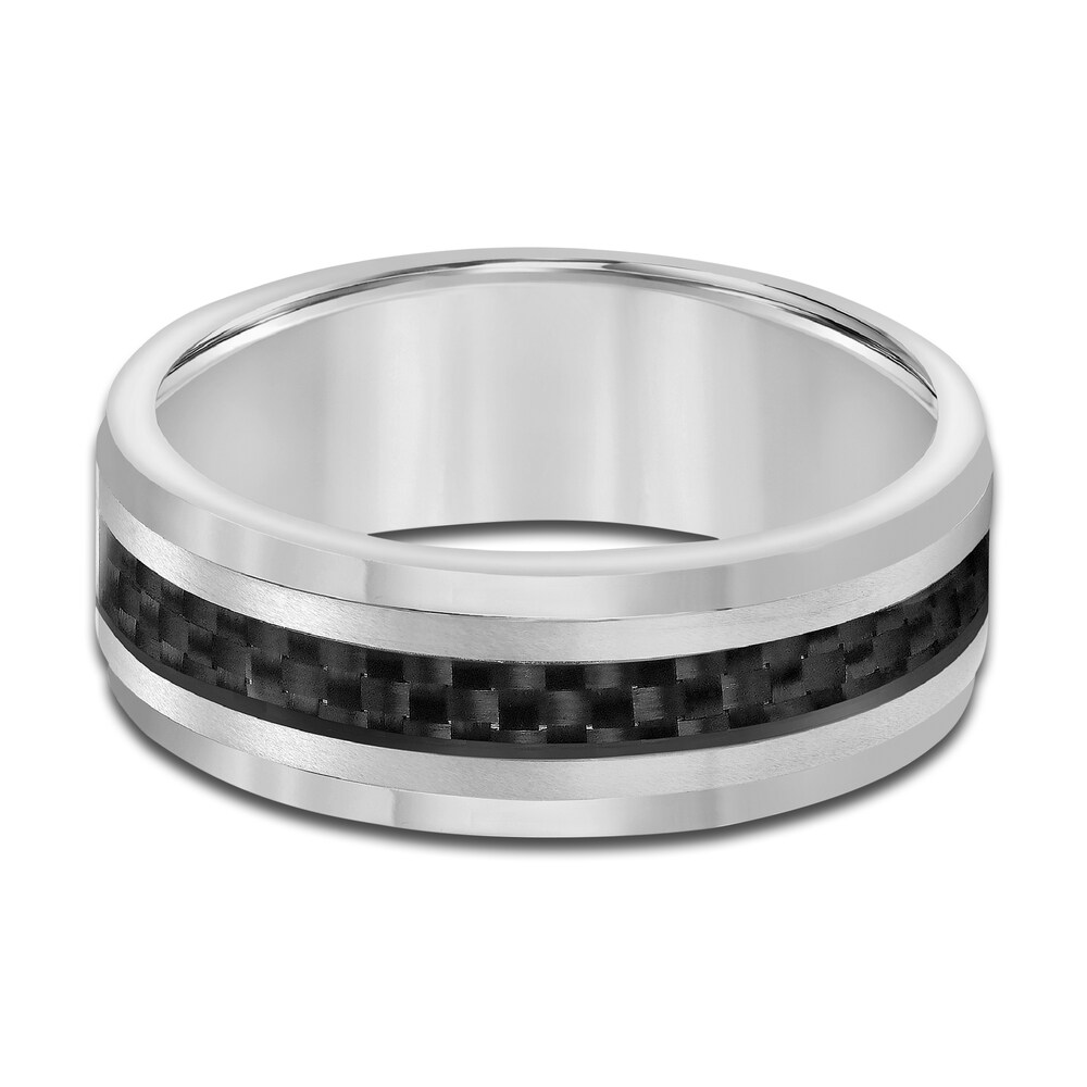 Men\'s Wedding Band Carbon Fiber/Tungsten 8.0mm b1VegV2T