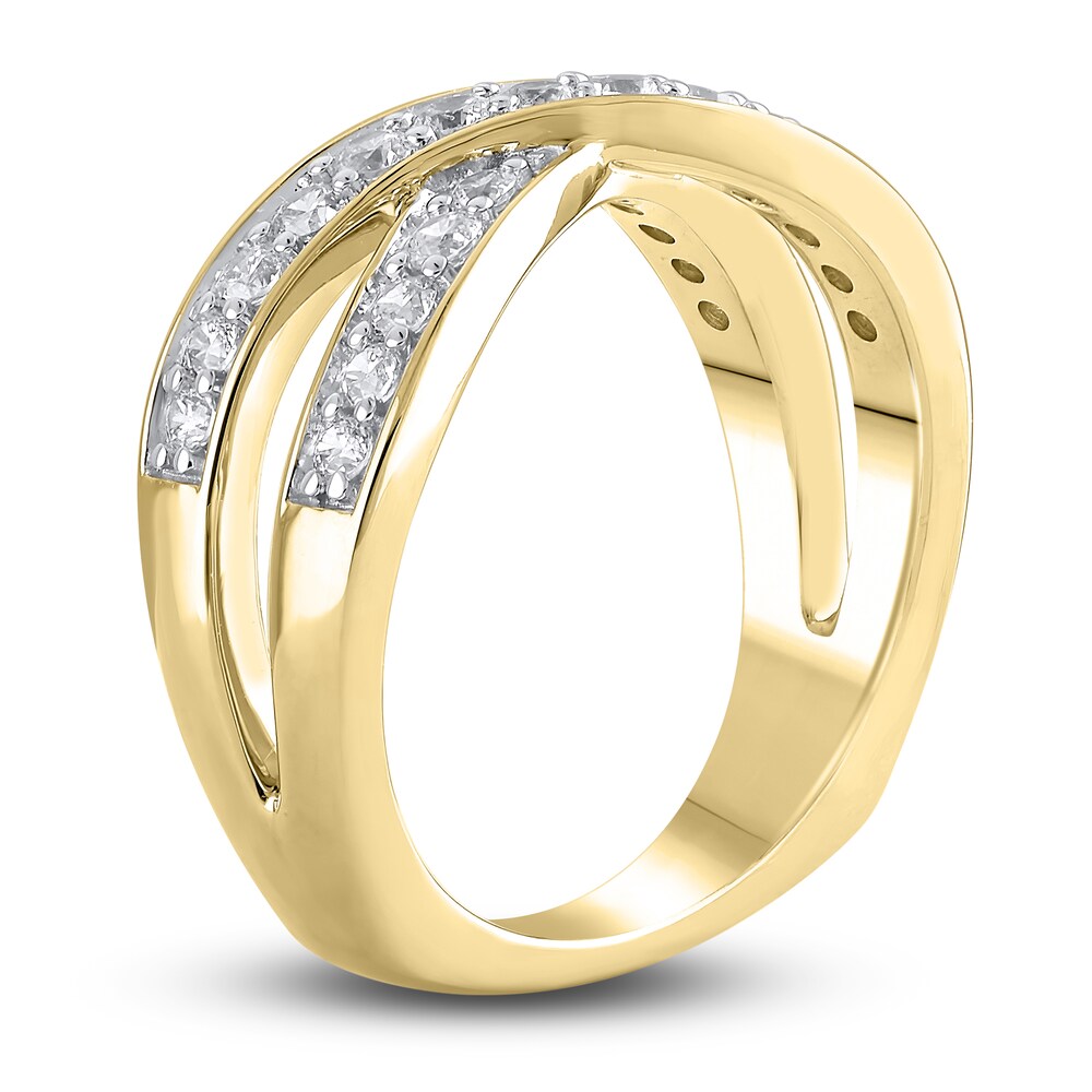 Hearts Desire Diamond Criss-Cross Anniversary Band 5/8 ct tw Round 18K Yellow Gold b5dUlpoG