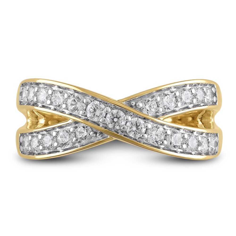 Hearts Desire Diamond Criss-Cross Anniversary Band 5/8 ct tw Round 18K Yellow Gold b5dUlpoG