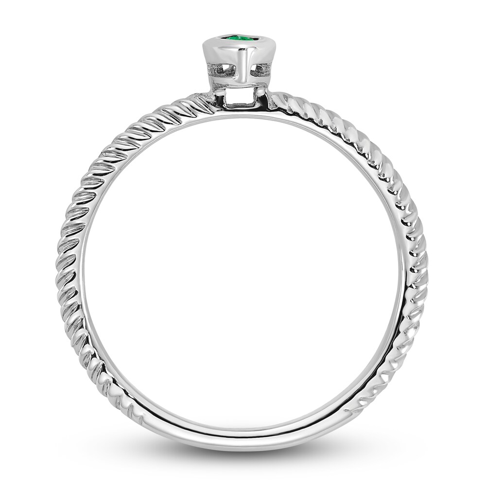 Natural Emerald Bezel Ring 14K White Gold bE4rKDqZ