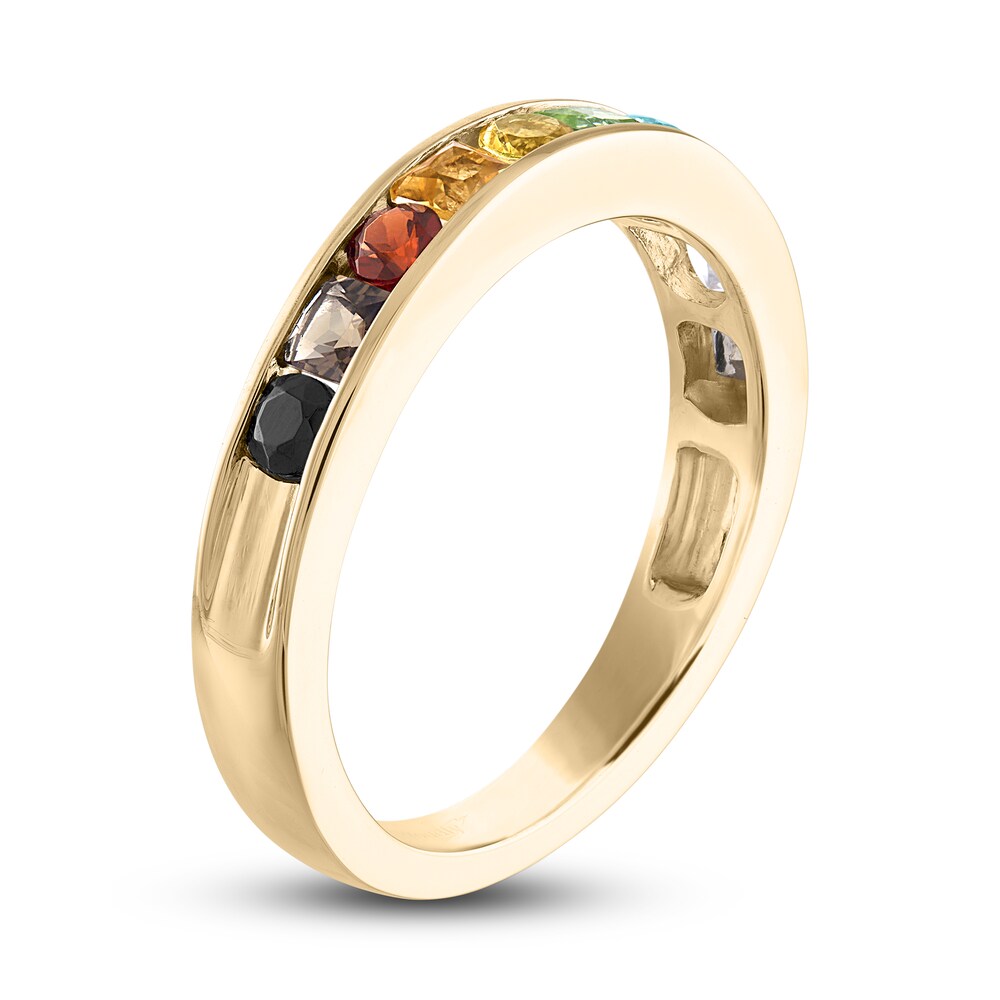 Love Proudly Ring Multi-Color Rainbow 14K Yellow Gold 4MM bEQwWX95