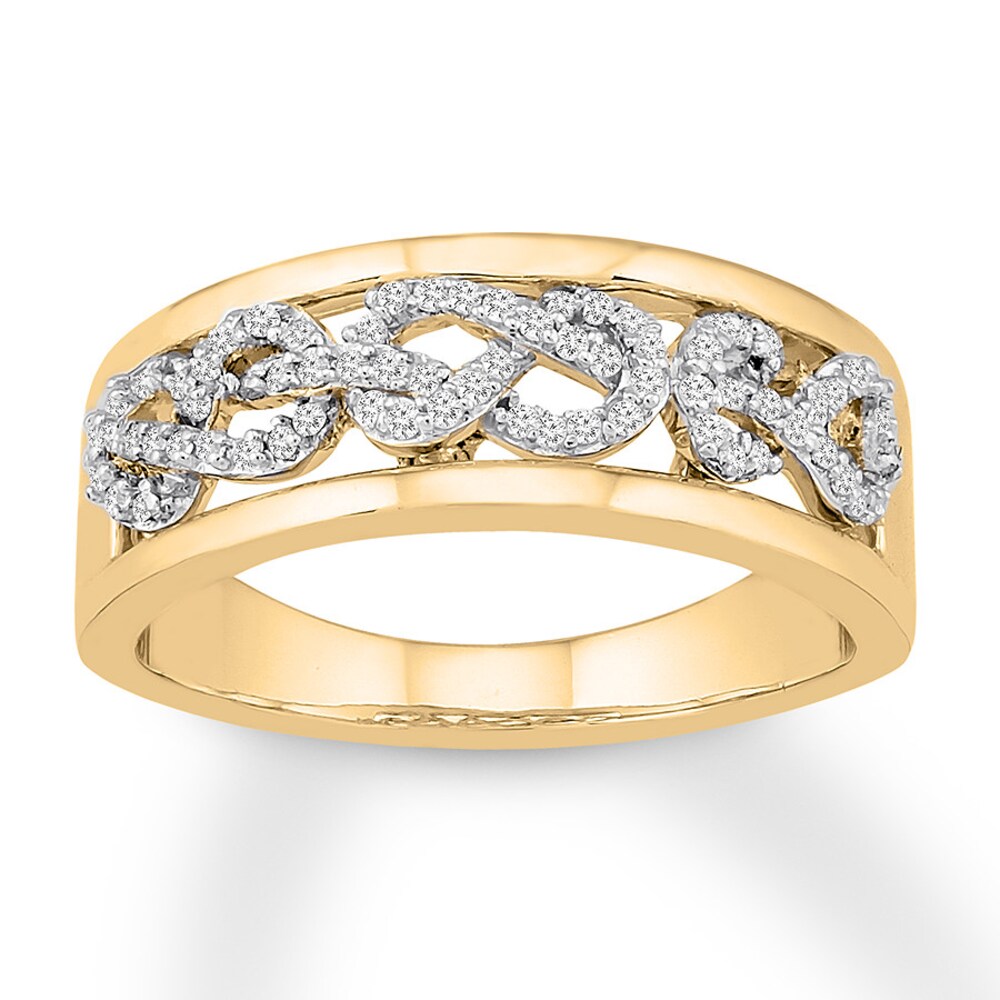 Diamond Knot Band 1/5 ct tw Round 10K Yellow Gold bHeCMWh4 [bHeCMWh4]