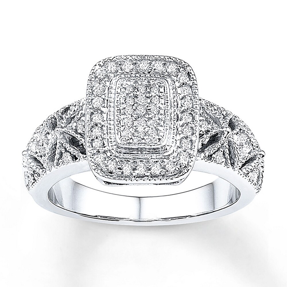 Diamond Ring 1/4 ct tw Princess/Round Sterling Silver bJaf9HNn