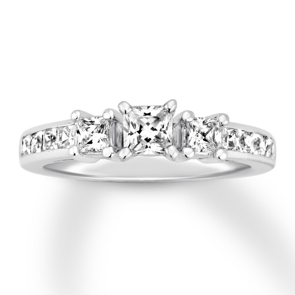 Three-Stone Diamond Ring 1-1/8 cttw Princess-cut 14K White Gold bPvTHqtF [bPvTHqtF]