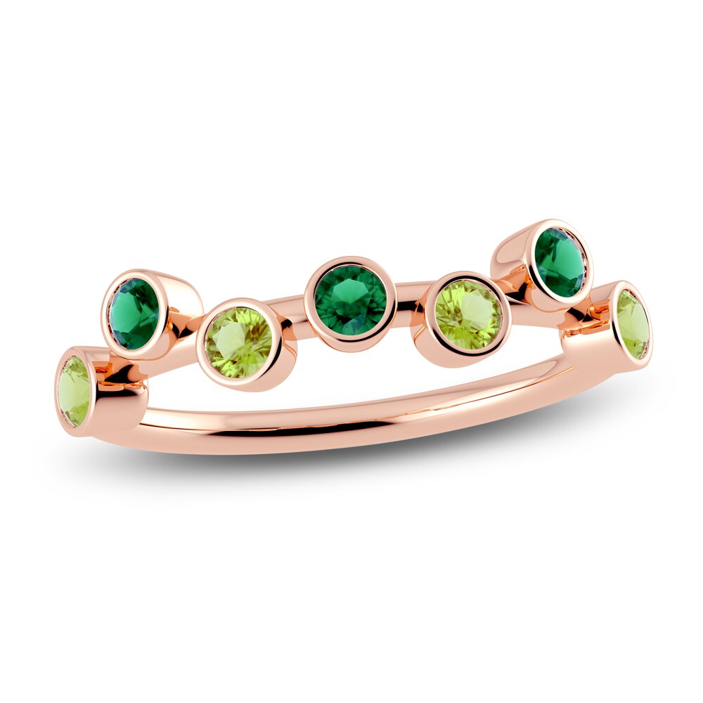 Juliette Maison Natural Peridot & Natural Emerald Ring 10K Rose Gold bSaURF3y
