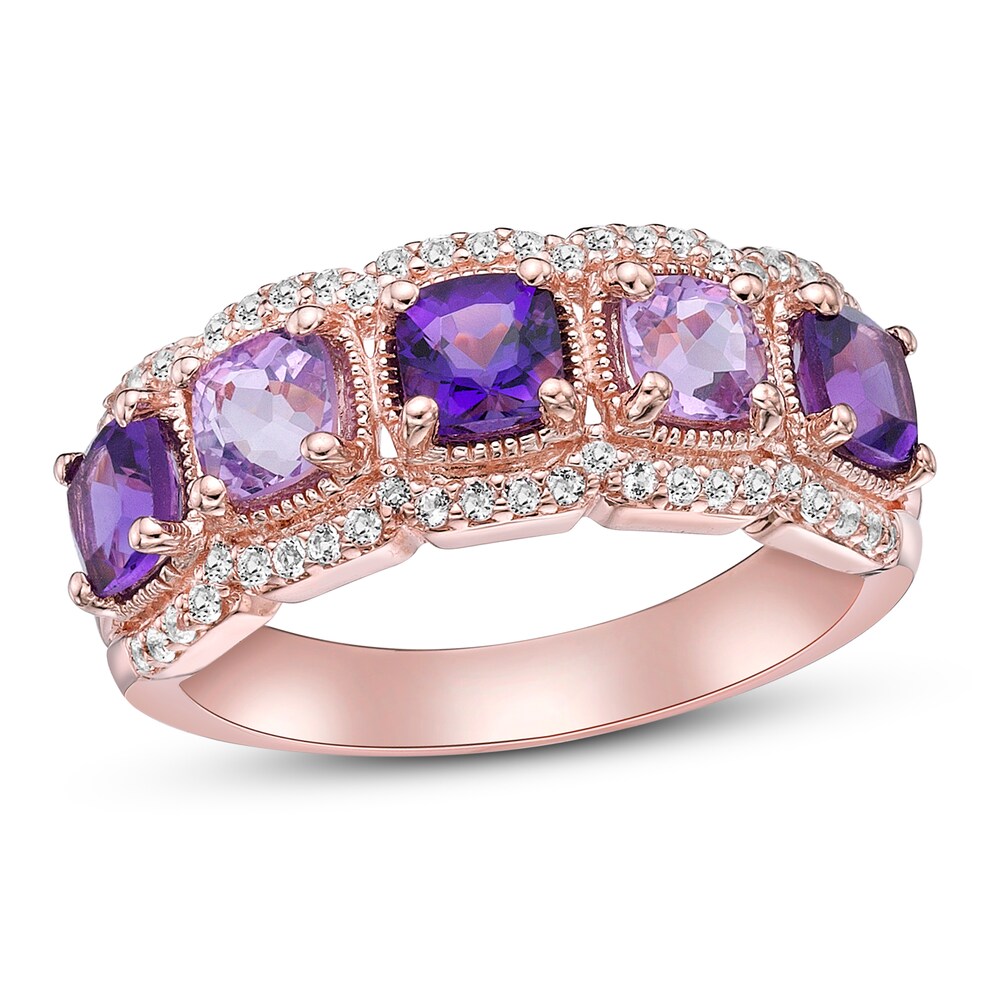 Natural Amethyst & Natural White Topaz Ring 10K Rose Gold bUucyt9V [bUucyt9V]