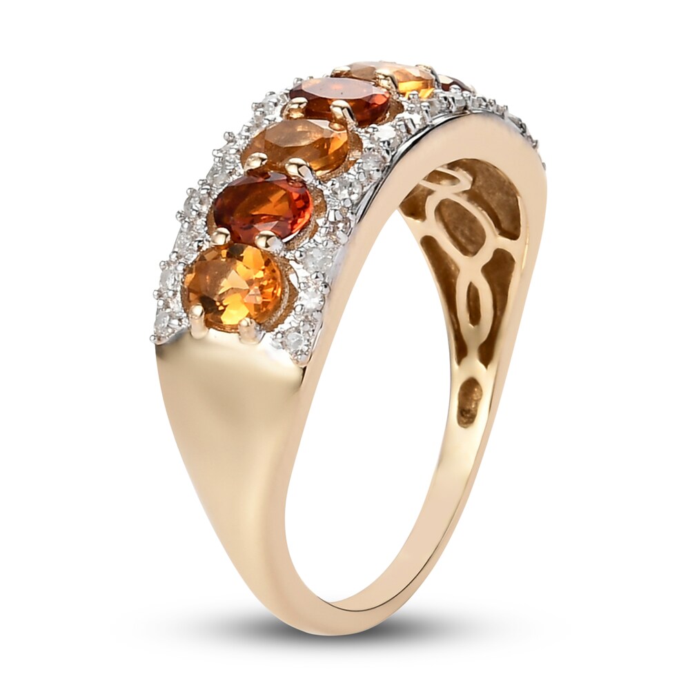 Natural Citrine Anniversary Ring 1/6 ct tw Diamonds 14K Yellow Gold bd2rW23S