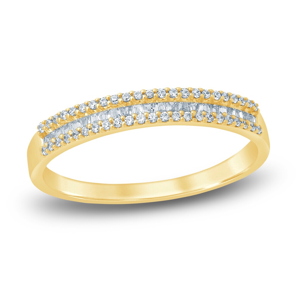 Diamond Anniversary Band 1/4 ct tw Round/Baguette 14K Yellow Gold bevqlAqJ [bevqlAqJ]