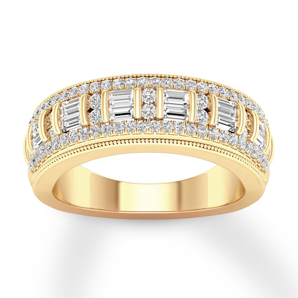Diamond Anniversary Ring 5/8 ct tw Round/Baguette 14K Gold bnk67buk