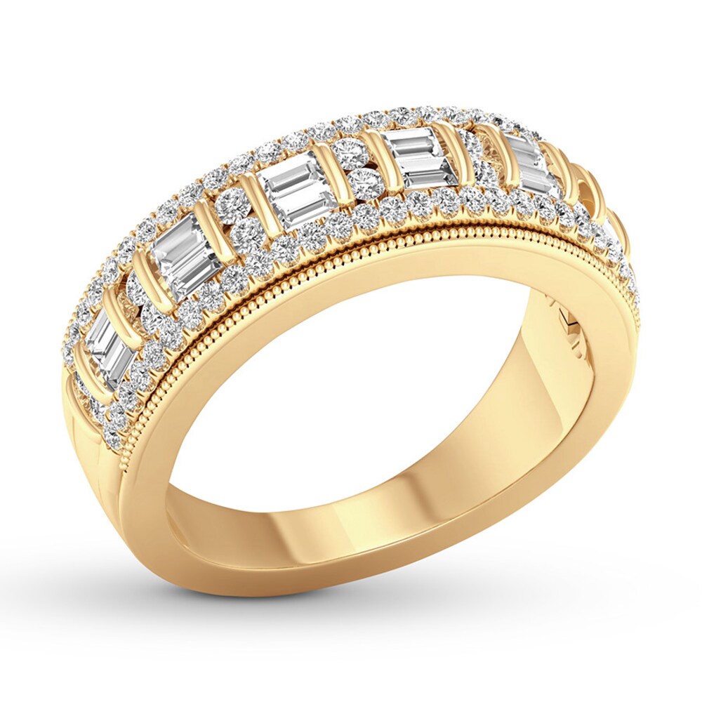 Diamond Anniversary Ring 5/8 ct tw Round/Baguette 14K Gold bnk67buk