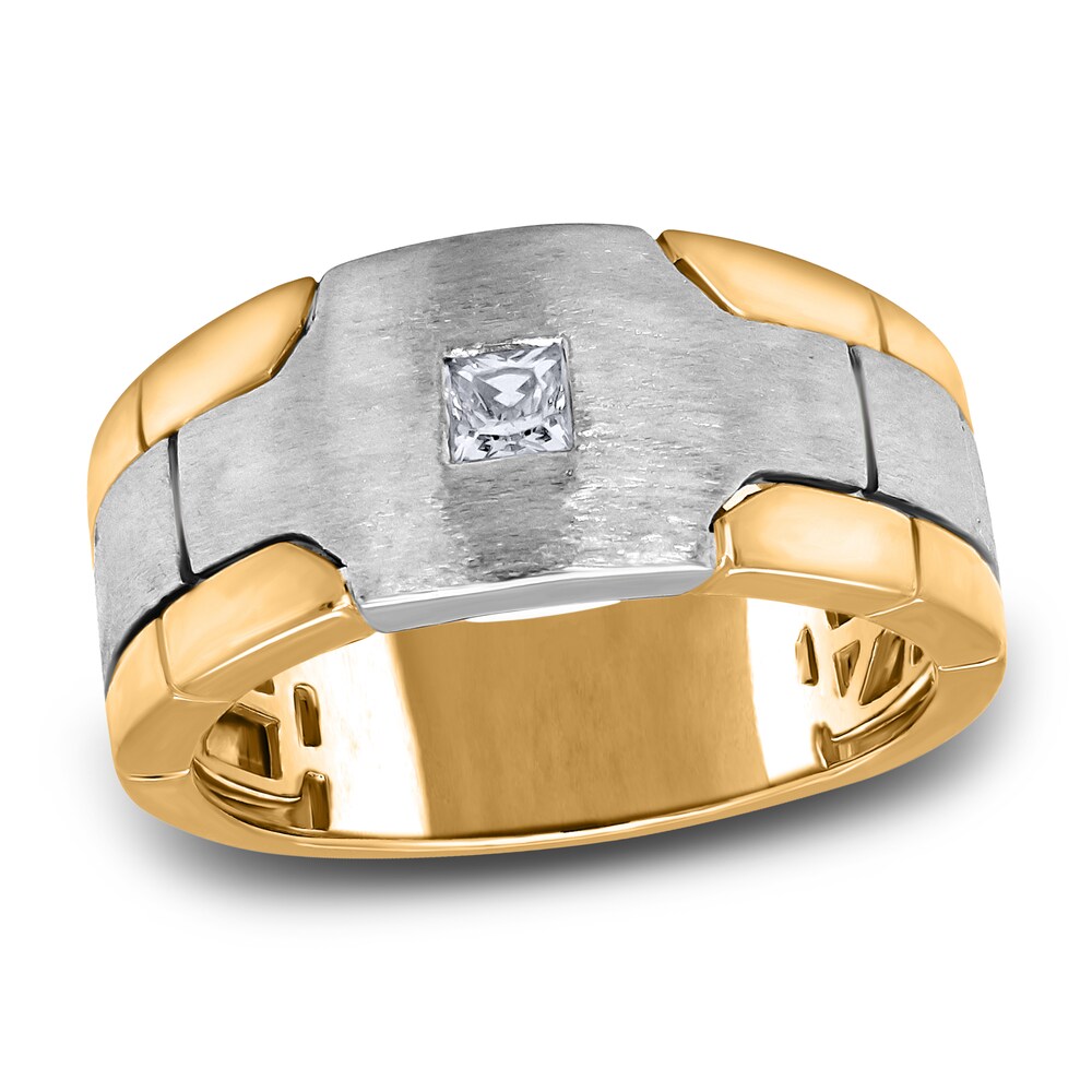 Men's Diamond Anniversary Ring 1/5 ct tw Princess 14K Two-Tone Gold bpVY2LRS