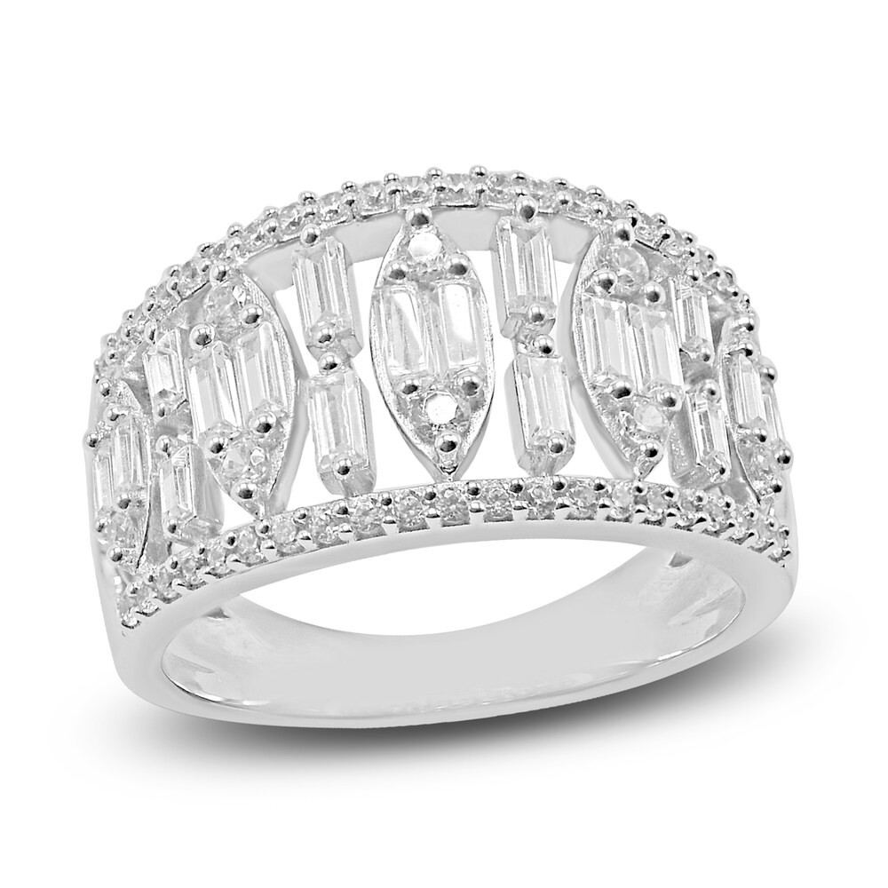 Diamond Ring 1 ct tw Round/Baguette 14K White Gold bqdEdSf2 [bqdEdSf2]