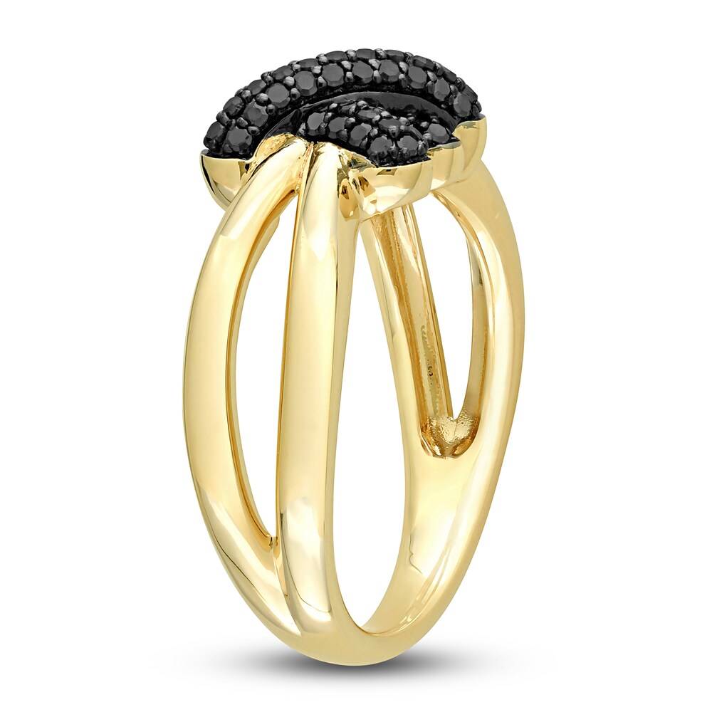 Black Diamond Knot Ring 1/4 ct tw Round 14K Yellow Gold bv9W12xP