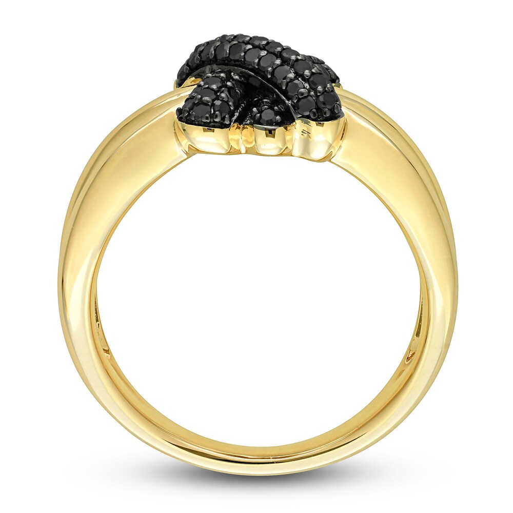 Black Diamond Knot Ring 1/4 ct tw Round 14K Yellow Gold bv9W12xP