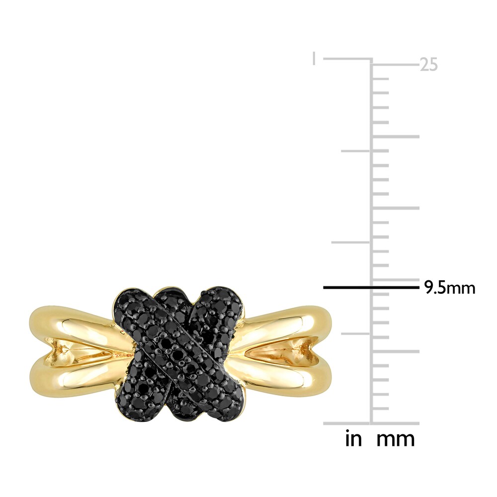 Black Diamond Knot Ring 1/4 ct tw Round 14K Yellow Gold bv9W12xP