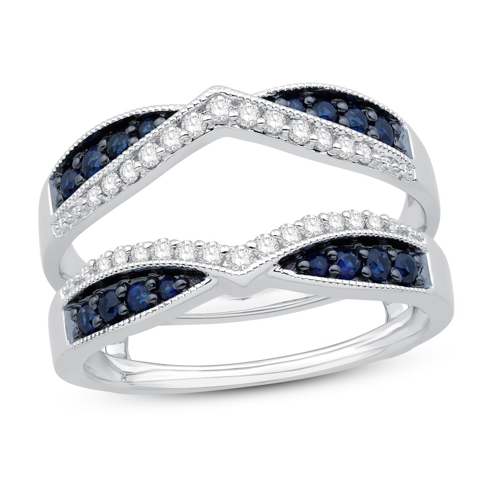 Natural Blue Sapphire Enhancer Ring 1/5 ct tw Diamonds 14K White Gold bxUUtyOJ